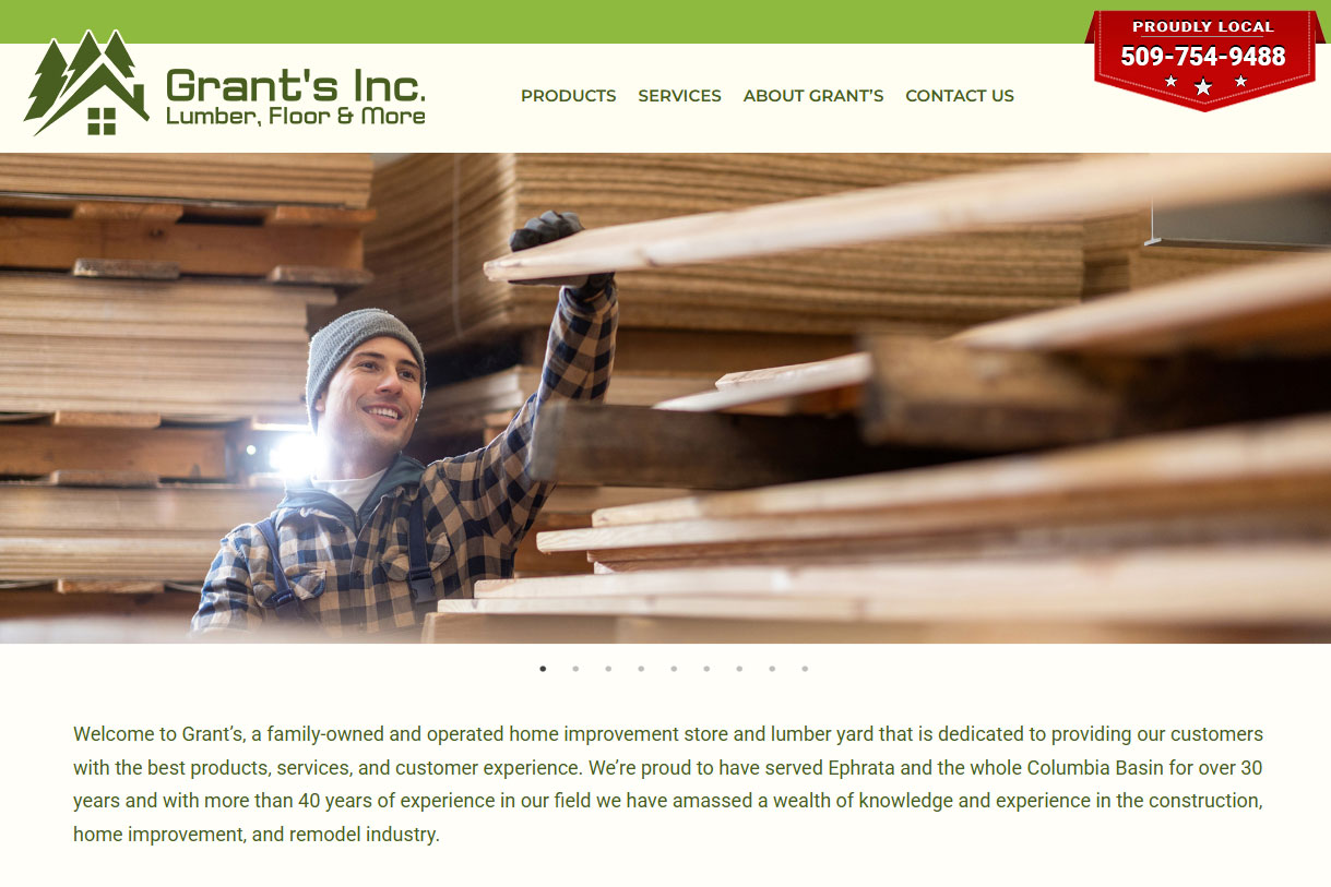 Grant's Lumber website